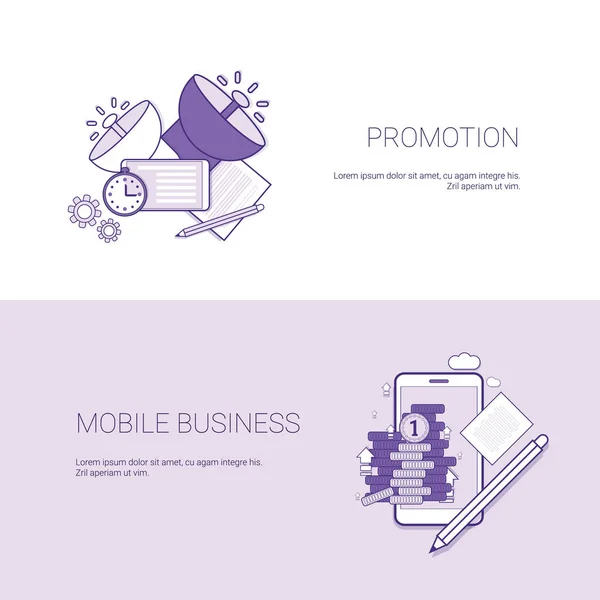 Marketing Promotion und Mobile Business Template Webbanner mit Kopierplatz — Stockvektor
