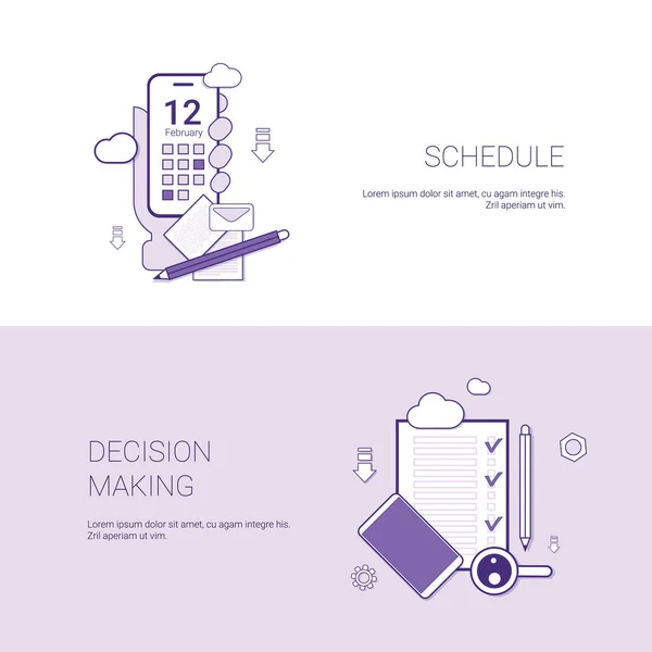 Schema och beslutsfattande Concept mall Web Banner med kopia utrymme — Stock vektor