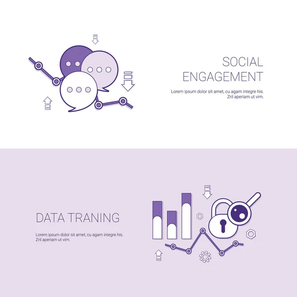 Social Engagement And Data Training Template Web Banner With Copy Space — Stock Vector