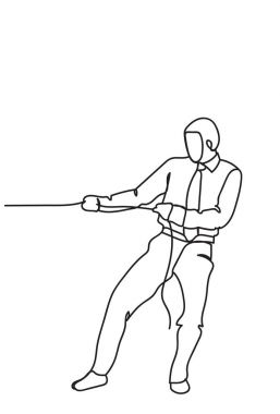 İş adamı ip güçlü işadamı rekabet kavramı çekerek el çekilmiş