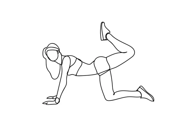 剪影妇女锻炼训练锻炼涂鸦女性健身和好氧概念 — 图库矢量图片