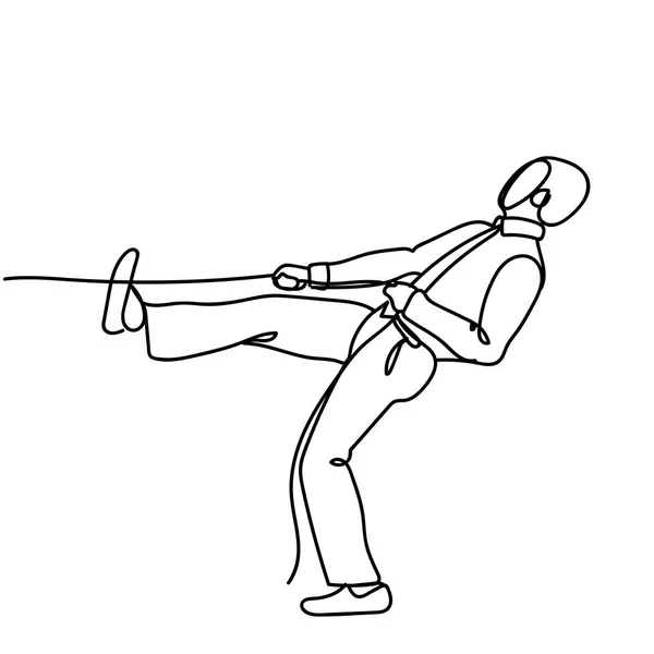 Doodle Бізнесмен Тягнути мотузку Сильний бізнес чоловік Концепція конкуренції — стоковий вектор