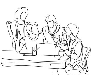 Yaratıcı takım beyin fırtınası Doodle iş erkekler yeni fikirler, Plan ve Strateji toplantısı tartışmak