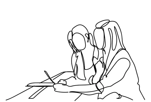 Sketch ragazze utilizzando Digital Tablet Computer Doodle Donne Comunicazione online — Vettoriale Stock