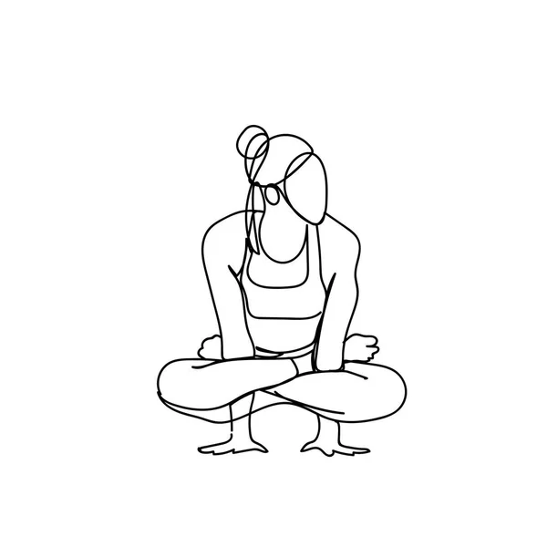 Силуэт Джоги Поуз на белом фоне Концепция здорового образа жизни — стоковый вектор