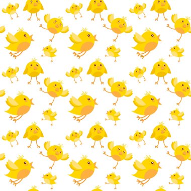 Beyaz zemin üzerine sarı tavuk Paskalya Seamless Modeli