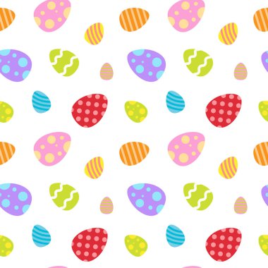 Beyaz zemin üzerine boyalı yumurta ile Seamless Modeli