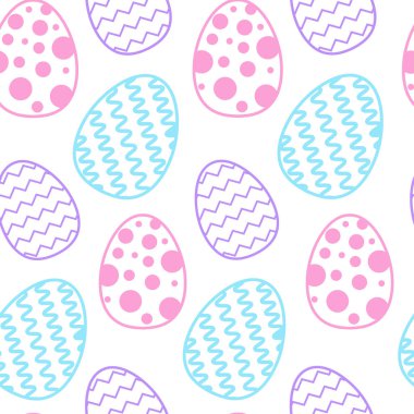 Beyaz arka plan üzerinde renkli yumurtalı Paskalya Seamless Modeli