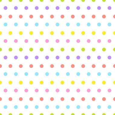 Beyaz arka plan üzerinde renkli noktalar süsleme ile şirin Seamless Modeli