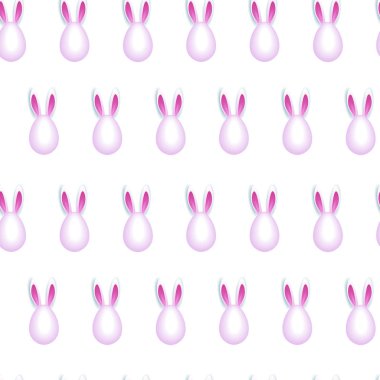 Paskalya yumurta beyaz arka plan üzerinde tavşan kulakları ile Seamless Modeli süsleme