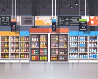 Süpermarket iç perakende mağaza bakkal gıda raflardaki ürün yelpazesine