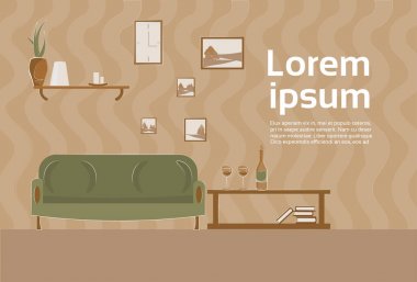 Oturma odası arka plan kanepe ve şarap şişesi ve gözlük içeren tablo