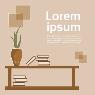 Oturma odası iç öğesi kitap raf üzerinde duvar kağıdı kopya alan arka plan bitki ile