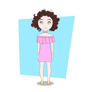 Çizgi film Hipster kız Doodle şık elbise