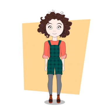 Sevimli çizgi Hipster kız Modern rahat kıyafetler