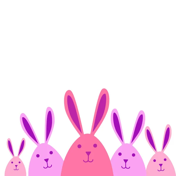 Pasqua festa biglietto di auguri decorazione Banner Design con simpatici coniglietti rosa su sfondo bianco — Vettoriale Stock