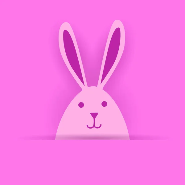 Simbolo di Pasqua del coniglio rosa su sfondo rosa Holiday Greeting Card Decoration Design — Vettoriale Stock