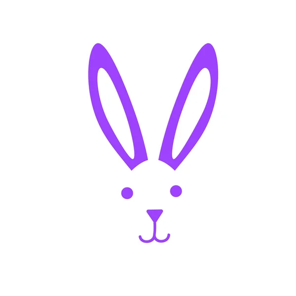 Faccia di coniglio bianco con naso e orecchie Felice Icona di Pasqua sfondo festa biglietto di auguri decorazione — Vettoriale Stock