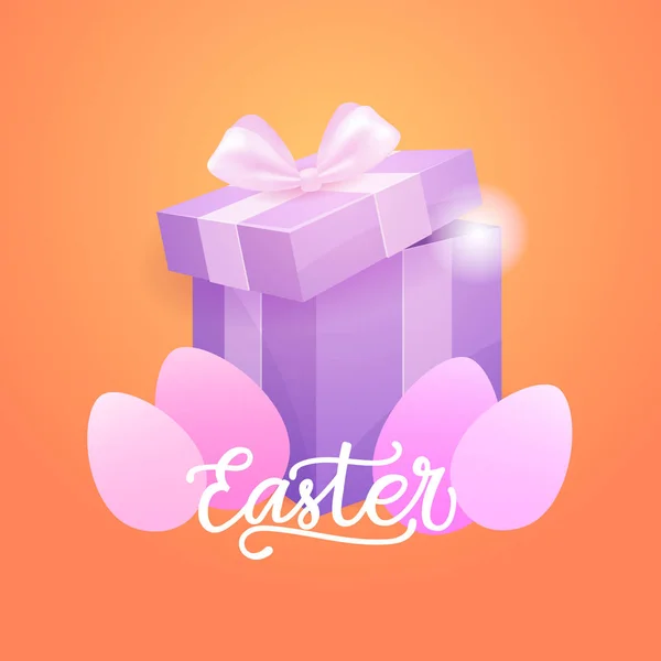 Tło wakacje Wielkanoc powitanie karta ozdoba projekt transparentu z jaj i pudełko — Wektor stockowy
