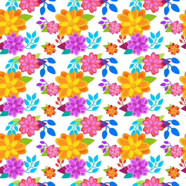 Hell Blumen Hintergrund nahtlose Muster Frühling bunt floralen Ornament — Stockvektor