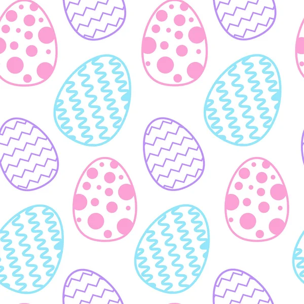 Modèle sans couture de Pâques avec oeufs colorés sur fond blanc — Image vectorielle