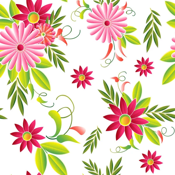 Fleurs Ornement Beau motif sans couture Printemps Fond floral — Image vectorielle