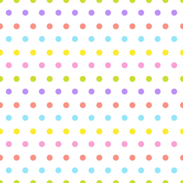 Cute Seamless Pattern With Colorful Dots Ornament On White Background