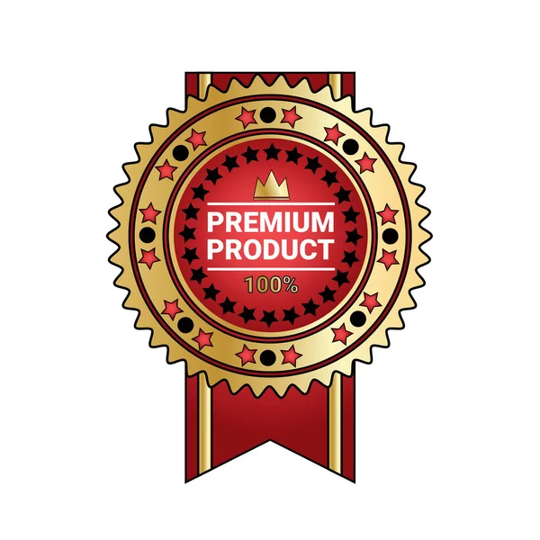 Selo dourado do distintivo da qualidade do produto Premium com fita isolada —  Vetores de Stock