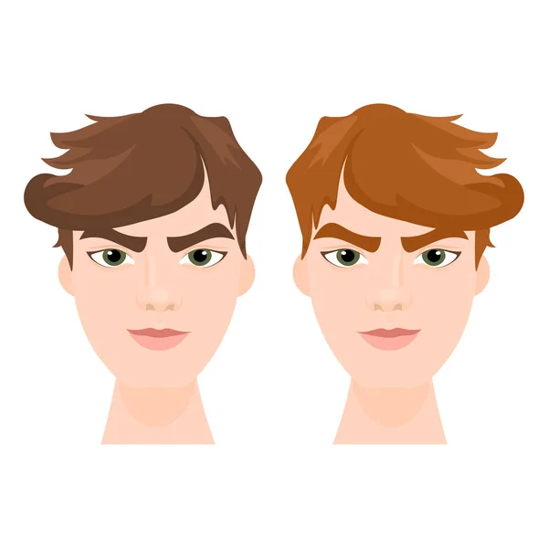 Set van Hipster mannen gezicht met stijlvolle kapsel geïsoleerd pictogrammen — Stockvector