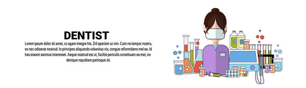 Banner horizontal del concepto del doctor del diente del dentista con el espacio de la copia — Archivo Imágenes Vectoriales