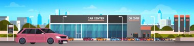 Araba satıcısı Merkezi Showroom ile yeni Vechicle yatay bayrak