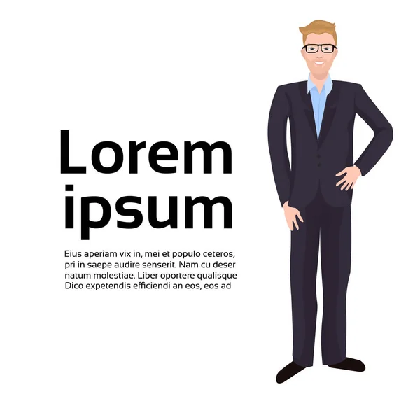 Business Man Wearing Glasses Over Background With Copy Space — Stock Vector