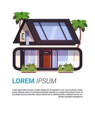 Modern ev tasarımı dış gerçek emlak işareti ev yapı üzerinde arka plan kopya alanı ile izole