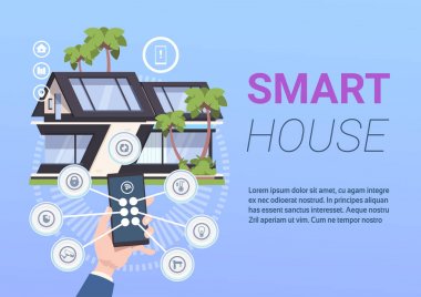 Akıllı ev yönetim sistemi Smartphone Holding eller ile kontrol