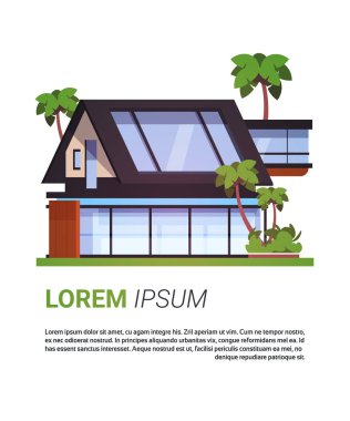 Şablon arka plan üzerinde izole lüks konut Real Estate işareti yazlık yapı tasarım