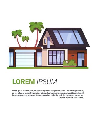 Arka plan kopya alanı ile izole modern ev gerçek emlak işareti ev yapı tasarım
