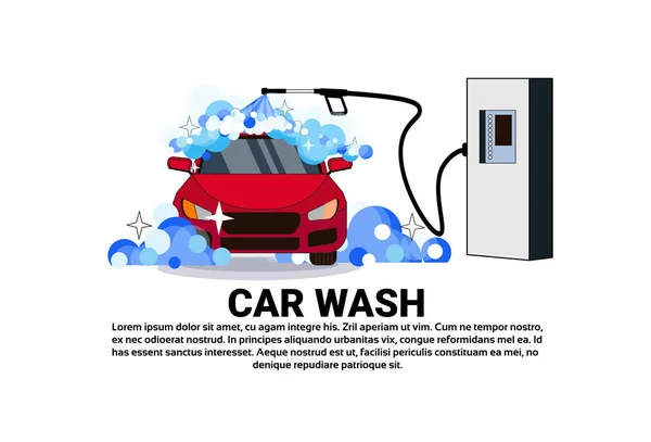 Прапор для миття автомобілів з очищенням автомобіля над копіюванням простору тла — стоковий вектор