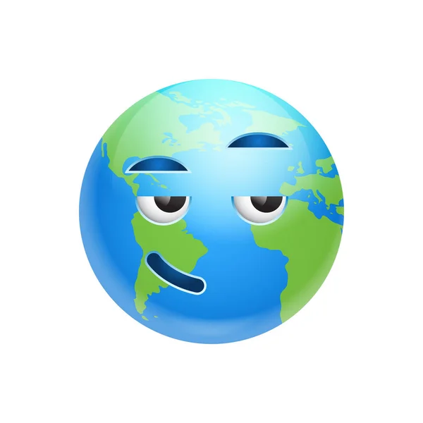 Мультфильм Earth Face Smiling Icon Funny Planet Emotion — стоковый вектор