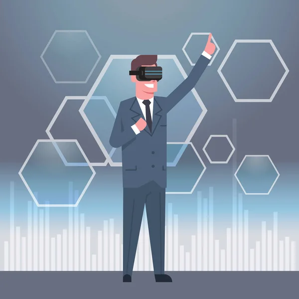 Jonge zakenman In moderne 3d brillen van Virtual Reality bril Headset Concept — Stockvector