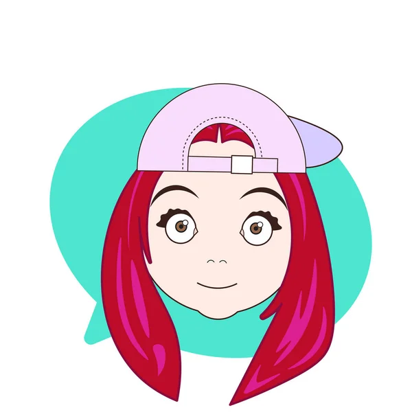 Chica Hipster cara icono sobre el chat burbuja fondo mujer perfil avatar aislado — Vector de stock