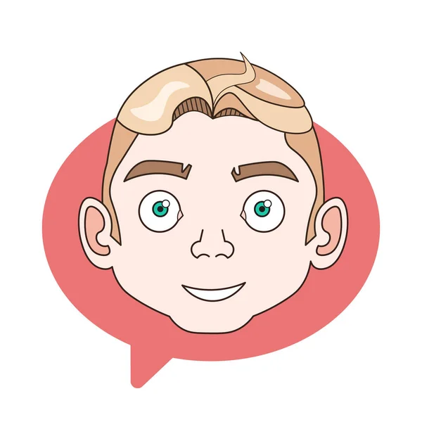 Hombre sonriente cara sobre el fondo de la burbuja de chat cabeza masculina icono de perfil Avatar aislado — Vector de stock