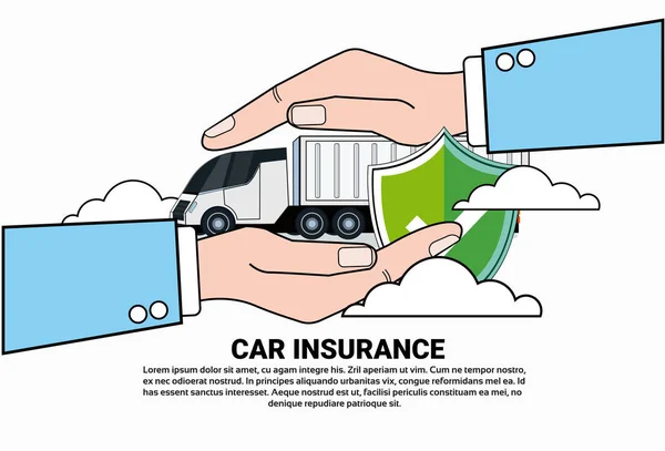 Icône de service d'assurance auto avec concept de camion à main — Image vectorielle