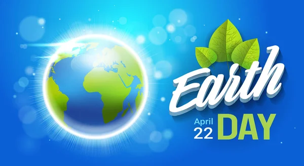 Glücklich Erde Tag Poster Planet Schutz Urlaub Grußkarte — Stockvektor