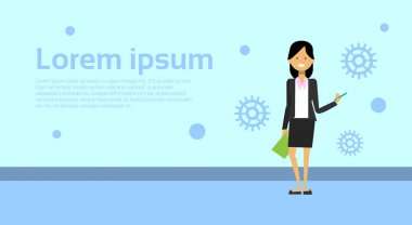 Belge klasörü kopya alanı ile arka plan üzerinde tutan kadar sevimli iş kadın noktası parmak