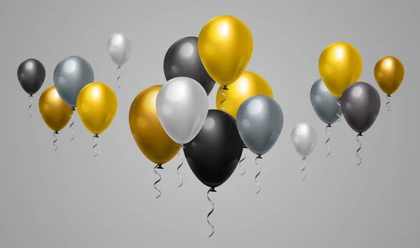 Gelb grau und schwarz Luftballons Hintergrund für Web-Dekoration und Feiertage Veranstaltungen — Stockvektor