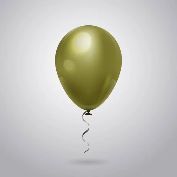 Μπαλόνι εορταστική ηλίου με κορδέλα σε γκρίζο φόντο — Διανυσματικό Αρχείο