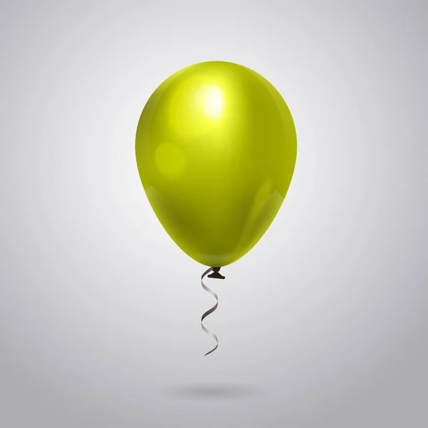 Ballon réaliste avec ruban isolé sur fond gris — Image vectorielle