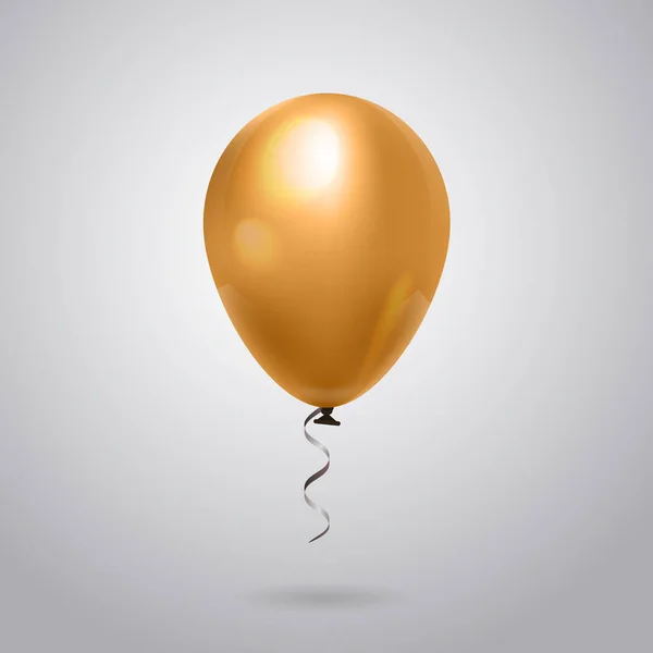 Piękne złote balon z wstążki na szarym tle — Wektor stockowy