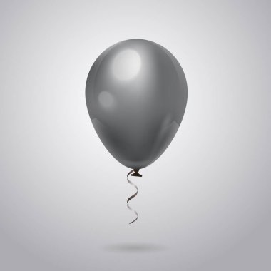 Gölgeli arka plan üzerinde izole kurdele ile gri balon