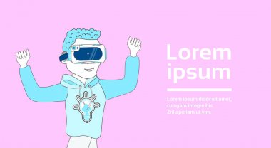 3d sanal gerçeklik kulaklık üzerinde arka plan kopya alanı Modern Vr teknolojisi kavramı ile genç adam